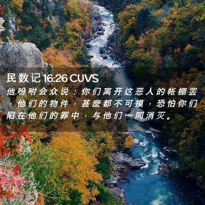 Picture 02 - 民 数 记 16:26 CUVS - 他 吩 咐 会 众 说 ： 你 们 离 开 这 - Bible Verse Picture