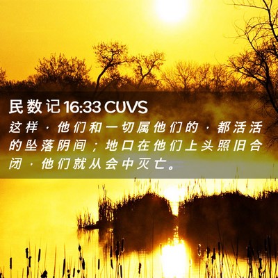 Picture 02 - 民 数 记 16:33 CUVS - 这 样 ， 他 们 和 一 切 属 他 们 的 - Bible Verse Picture
