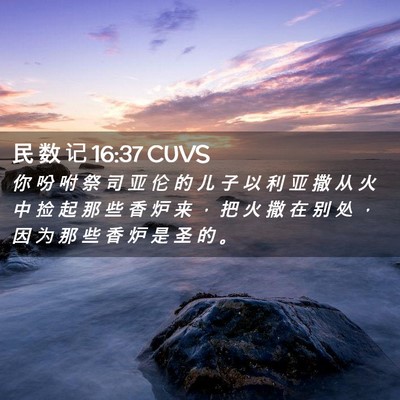 Picture 02 - 民 数 记 16:37 CUVS - 你 吩 咐 祭 司 亚 伦 的 儿 子 以 利 - Bible Verse Picture