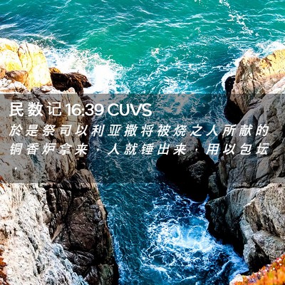 Picture 02 - 民 数 记 16:39 CUVS - 於 是 祭 司 以 利 亚 撒 将 被 烧 之 - Bible Verse Picture