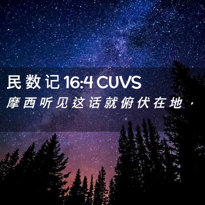 Picture 02 - 民 数 记 16:4 CUVS - 摩 西 听 见 这 话 就 俯 伏 在 地 - Bible Verse Picture