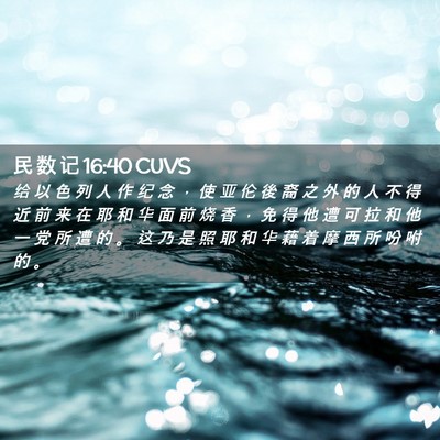 Picture 02 - 民 数 记 16:40 CUVS - 给 以 色 列 人 作 纪 念 ， 使 亚 伦 - Bible Verse Picture