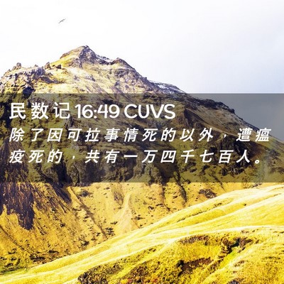 Picture 02 - 民 数 记 16:49 CUVS - 除 了 因 可 拉 事 情 死 的 以 外 ， - Bible Verse Picture
