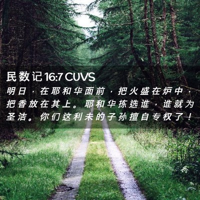 Picture 02 - 民 数 记 16:7 CUVS - 明 日 ， 在 耶 和 华 面 前 ， 把 火 - Bible Verse Picture