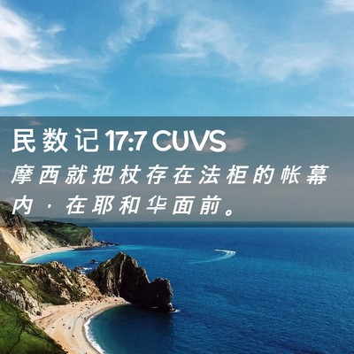 Picture 02 - 民 数 记 17:7 CUVS - 摩 西 就 把 杖 存 在 法 柜 的 帐 幕 - Bible Verse Picture