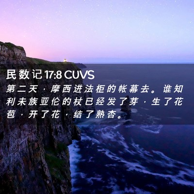 Picture 02 - 民 数 记 17:8 CUVS - 第 二 天 ， 摩 西 进 法 柜 的 帐 幕 - Bible Verse Picture