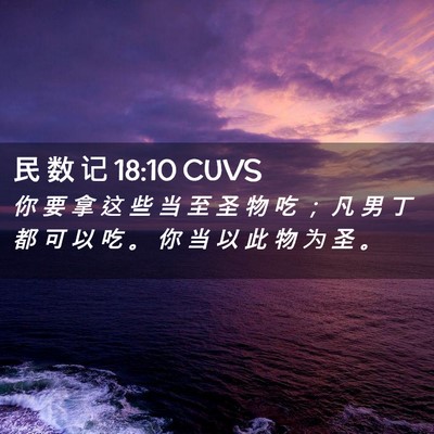 Picture 02 - 民 数 记 18:10 CUVS - 你 要 拿 这 些 当 至 圣 物 吃 ； 凡 - Bible Verse Picture