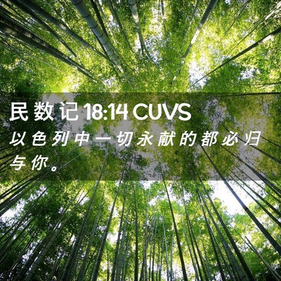 Picture 02 - 民 数 记 18:14 CUVS - 以 色 列 中 一 切 永 献 的 都 必 归 - Bible Verse Picture