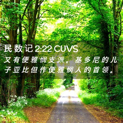Picture 02 - 民 数 记 2:22 CUVS - 又 有 便 雅 悯 支 派 。 基 多 尼 的 - Bible Verse Picture