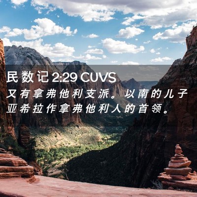 Picture 02 - 民 数 记 2:29 CUVS - 又 有 拿 弗 他 利 支 派 。 以 南 的 - Bible Verse Picture