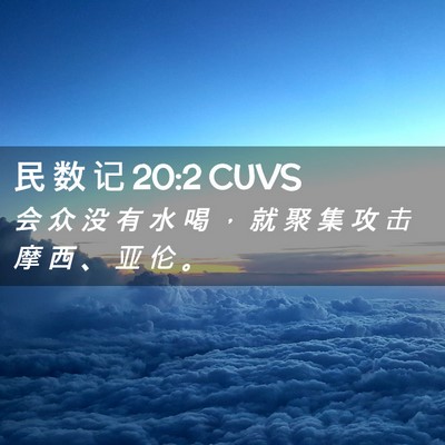 Picture 02 - 民 数 记 20:2 CUVS - 会 众 没 有 水 喝 ， 就 聚 集 攻 击 - Bible Verse Picture