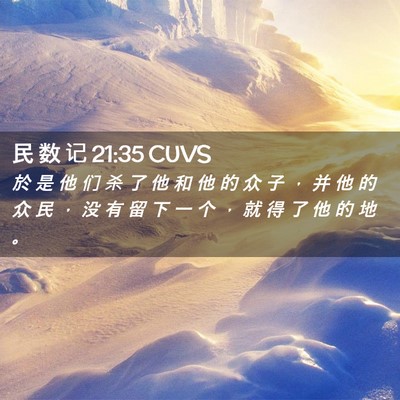 Picture 02 - 民 数 记 21:35 CUVS - 於 是 他 们 杀 了 他 和 他 的 众 子 - Bible Verse Picture