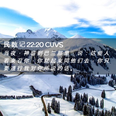 Picture 02 - 民 数 记 22:20 CUVS - 当 夜 ， 神 临 到 巴 兰 那 里 ， 说 - Bible Verse Picture