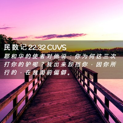 Picture 02 - 民 数 记 22:32 CUVS - 耶 和 华 的 使 者 对 他 说 ： 你 为 - Bible Verse Picture