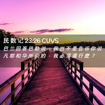 Picture 02 - 民 数 记 23:26 CUVS - 巴 兰 回 答 巴 勒 说 ： 我 岂 不 是 - Bible Verse Picture
