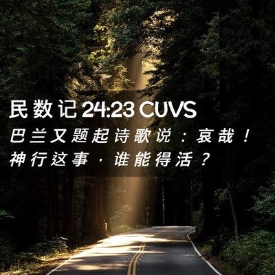 Picture 02 - 民 数 记 24:23 CUVS - 巴 兰 又 题 起 诗 歌 说 ： 哀 哉 ！ - Bible Verse Picture