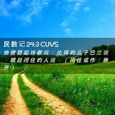 Picture 02 - 民 数 记 24:3 CUVS - 他 便 题 起 诗 歌 说 ： 比 珥 的 儿 - Bible Verse Picture