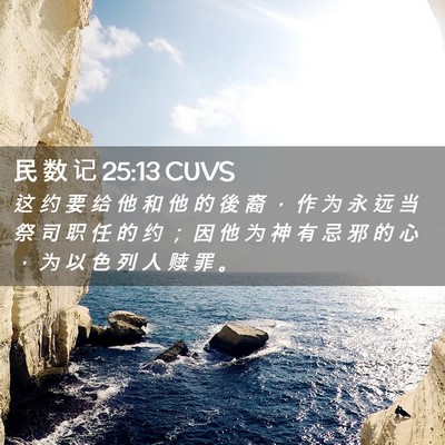 Picture 02 - 民 数 记 25:13 CUVS - 这 约 要 给 他 和 他 的 後 裔 ， 作 - Bible Verse Picture