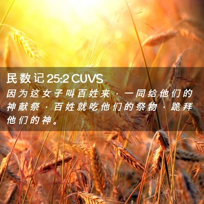 Picture 02 - 民 数 记 25:2 CUVS - 因 为 这 女 子 叫 百 姓 来 ， 一 同 - Bible Verse Picture