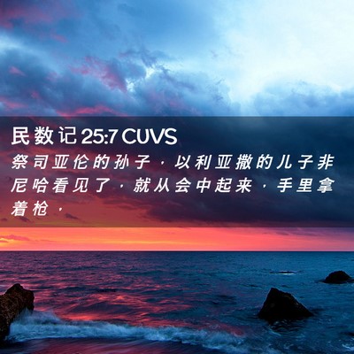 Picture 02 - 民 数 记 25:7 CUVS - 祭 司 亚 伦 的 孙 子 ， 以 利 亚 撒 - Bible Verse Picture