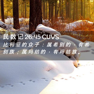 Picture 02 - 民 数 记 26:45 CUVS - 比 利 亚 的 众 子 ： 属 希 别 的 ， - Bible Verse Picture