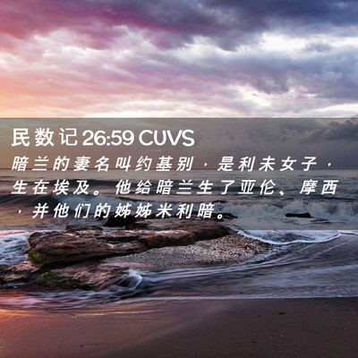 Picture 02 - 民 数 记 26:59 CUVS - 暗 兰 的 妻 名 叫 约 基 别 ， 是 利 - Bible Verse Picture