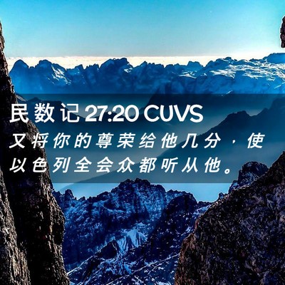 Picture 02 - 民 数 记 27:20 CUVS - 又 将 你 的 尊 荣 给 他 几 分 ， 使 - Bible Verse Picture