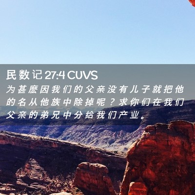 Picture 02 - 民 数 记 27:4 CUVS - 为 甚 麽 因 我 们 的 父 亲 没 有 儿 - Bible Verse Picture