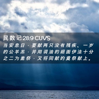 Picture 02 - 民 数 记 28:9 CUVS - 当 安 息 日 ， 要 献 两 只 没 有 残 - Bible Verse Picture