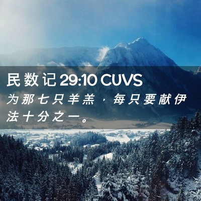 Picture 02 - 民 数 记 29:10 CUVS - 为 那 七 只 羊 羔 ， 每 只 要 献 伊 - Bible Verse Picture