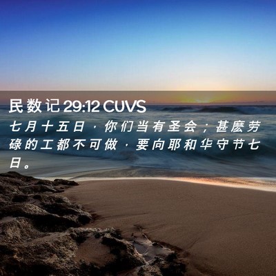 Picture 02 - 民 数 记 29:12 CUVS - 七 月 十 五 日 ， 你 们 当 有 圣 会 - Bible Verse Picture