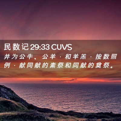 Picture 02 - 民 数 记 29:33 CUVS - 并 为 公 牛 、 公 羊 ， 和 羊 羔 ， - Bible Verse Picture