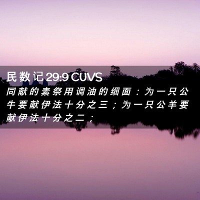 Picture 02 - 民 数 记 29:9 CUVS - 同 献 的 素 祭 用 调 油 的 细 面 ： - Bible Verse Picture