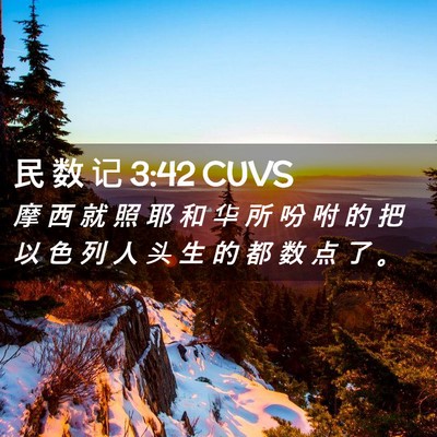 Picture 02 - 民 数 记 3:42 CUVS - 摩 西 就 照 耶 和 华 所 吩 咐 的 把 - Bible Verse Picture