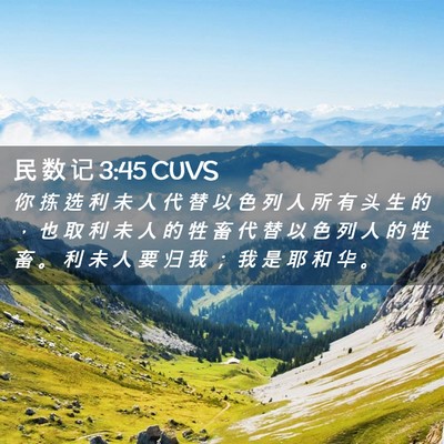 Picture 02 - 民 数 记 3:45 CUVS - 你 拣 选 利 未 人 代 替 以 色 列 人 - Bible Verse Picture