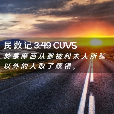 Picture 02 - 民 数 记 3:49 CUVS - 於 是 摩 西 从 那 被 利 未 人 所 赎 - Bible Verse Picture