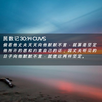 Picture 02 - 民 数 记 30:14 CUVS - 倘 若 他 丈 夫 天 天 向 他 默 默 不 - Bible Verse Picture
