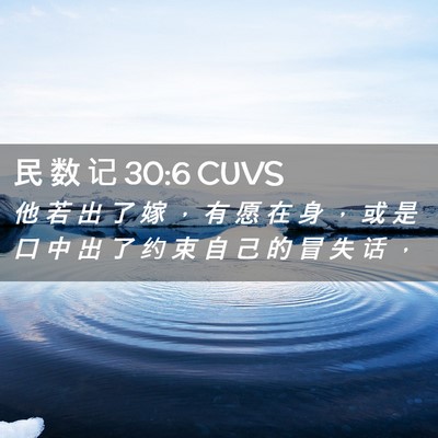 Picture 02 - 民 数 记 30:6 CUVS - 他 若 出 了 嫁 ， 有 愿 在 身 ， 或 - Bible Verse Picture