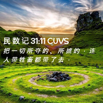 Picture 02 - 民 数 记 31:11 CUVS - 把 一 切 所 夺 的 、 所 掳 的 ， 连 - Bible Verse Picture