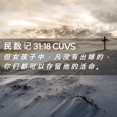 Picture 02 - 民 数 记 31:18 CUVS - 但 女 孩 子 中 ， 凡 没 有 出 嫁 的 - Bible Verse Picture