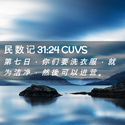Picture 02 - 民 数 记 31:24 CUVS - 第 七 日 ， 你 们 要 洗 衣 服 ， 就 - Bible Verse Picture