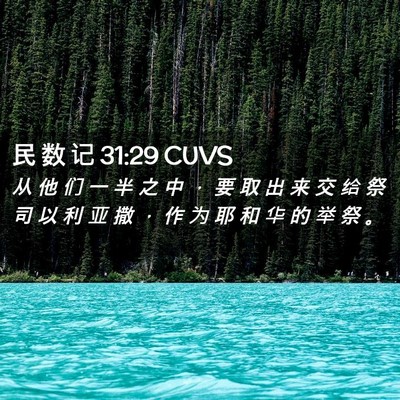Picture 02 - 民 数 记 31:29 CUVS - 从 他 们 一 半 之 中 ， 要 取 出 来 - Bible Verse Picture