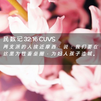 Picture 02 - 民 数 记 32:16 CUVS - 两 支 派 的 人 挨 近 摩 西 ， 说 ： - Bible Verse Picture