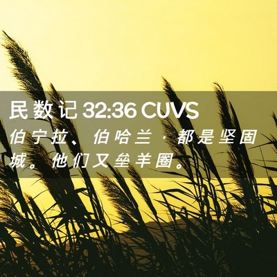 Picture 02 - 民 数 记 32:36 CUVS - 伯 宁 拉 、 伯 哈 兰 ， 都 是 坚 固 - Bible Verse Picture
