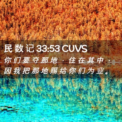 Picture 02 - 民 数 记 33:53 CUVS - 你 们 要 夺 那 地 ， 住 在 其 中 ， - Bible Verse Picture