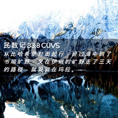 Picture 02 - 民 数 记 33:8 CUVS - 从 比 哈 希 录 对 面 起 行 ， 经 过 - Bible Verse Picture