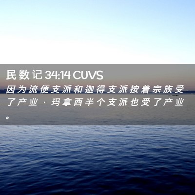 Picture 02 - 民 数 记 34:14 CUVS - 因 为 流 便 支 派 和 迦 得 支 派 按 - Bible Verse Picture