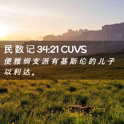 Picture 02 - 民 数 记 34:21 CUVS - 便 雅 悯 支 派 有 基 斯 伦 的 儿 子 - Bible Verse Picture