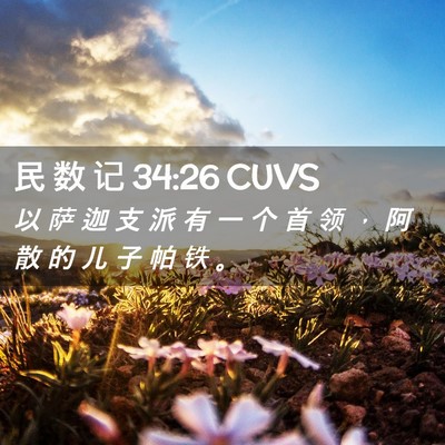 Picture 02 - 民 数 记 34:26 CUVS - 以 萨 迦 支 派 有 一 个 首 领 ， 阿 - Bible Verse Picture