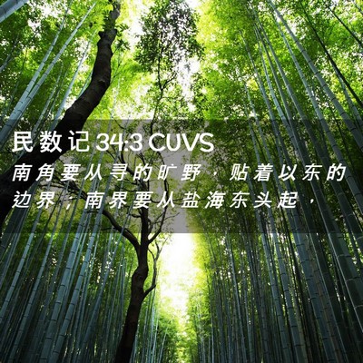 Picture 02 - 民 数 记 34:3 CUVS - 南 角 要 从 寻 的 旷 野 ， 贴 着 以 - Bible Verse Picture